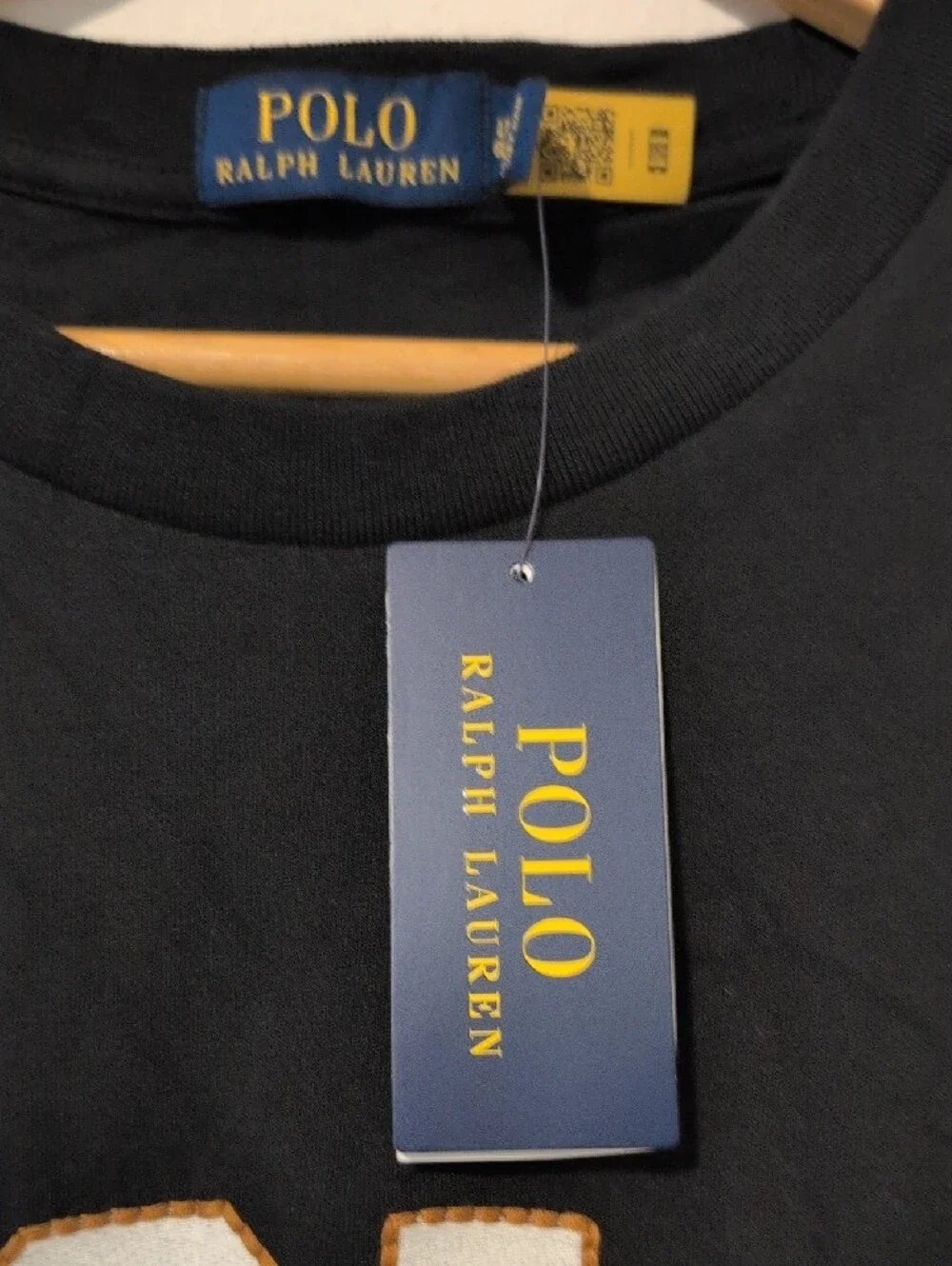 Polo by Ralph Lauren Black Tee with Cream-Outlined POLO